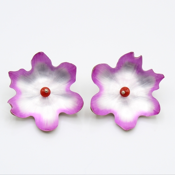 Alexis Bittar Jewelry - Alexis Bittar rare vintage lucite flower clip earrings